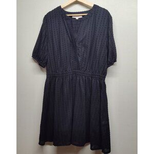 Loft Mini Dress Women Size 14 Neutral Black Textured Casual Party Feminine